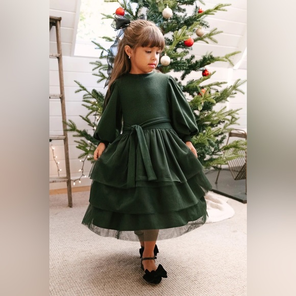 IVY CITY CO MINI COSETTE DRESS IN GREEN HOLIDAY DRESS - Picture 1 of 1